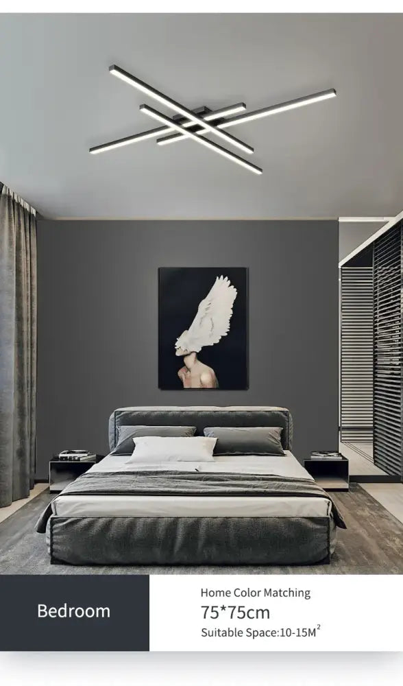 مصابيح ثريا DecorBites™ LED سوداء حديثة لغرفة النوم وغرفة المعيشة