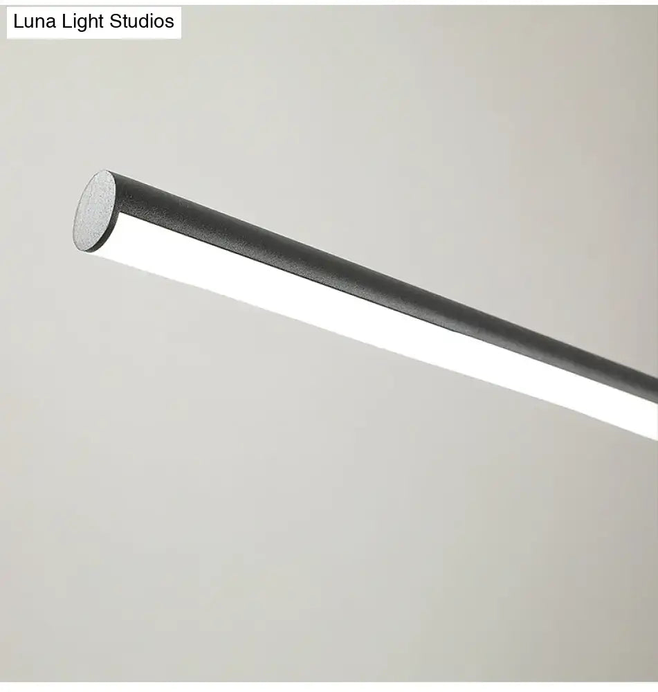 DecorBites™ Modern Black Metal Stick and Ring LED Pendant Lamp for Dining Room Island