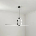 DecorBites™ Modern Black Metal Stick and Ring LED Pendant Lamp for Dining Room Island