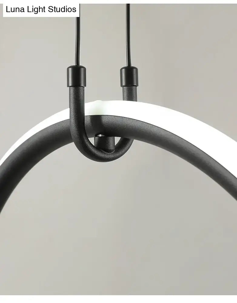 DecorBites™ Modern Black Metal Stick and Ring LED Pendant Lamp for Dining Room Island