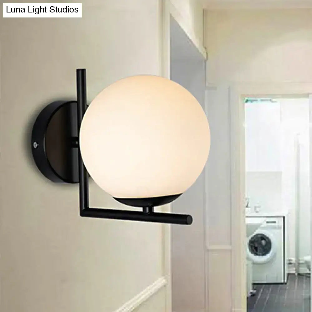 DecorBites™ Modern Black Opal Glass Globe Wall Mounted Light Fixture with Frame Decoration