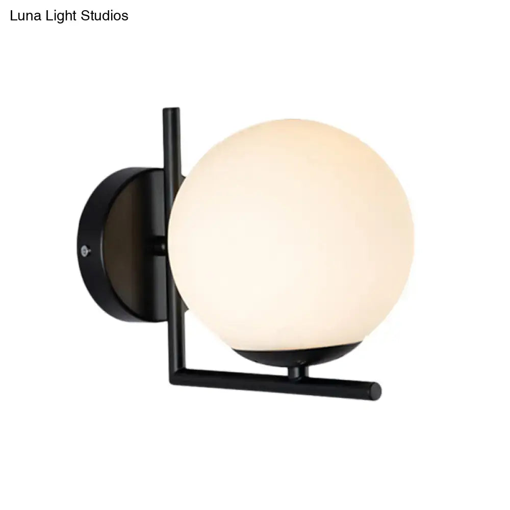 DecorBites™ Modern Black Opal Glass Globe Wall Mounted Light Fixture with Frame Decoration