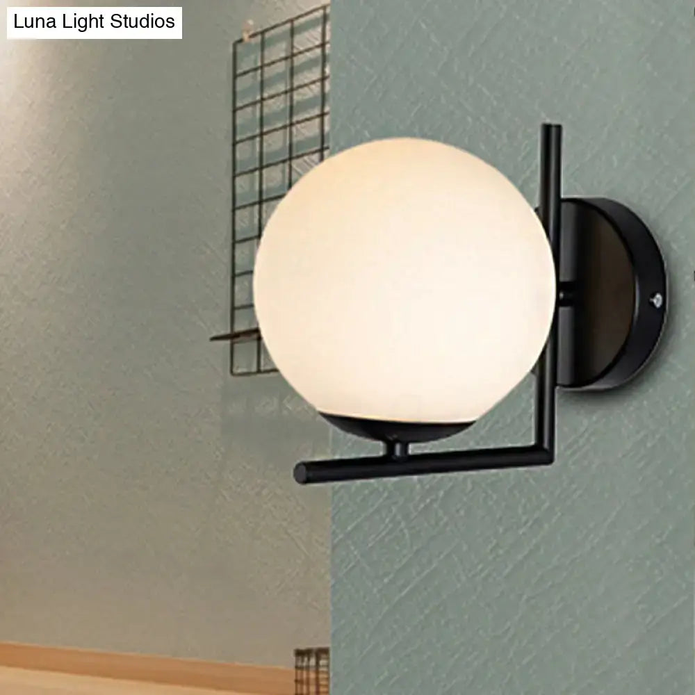 DecorBites™ Modern Black Opal Glass Globe Wall Mounted Light Fixture with Frame Decoration