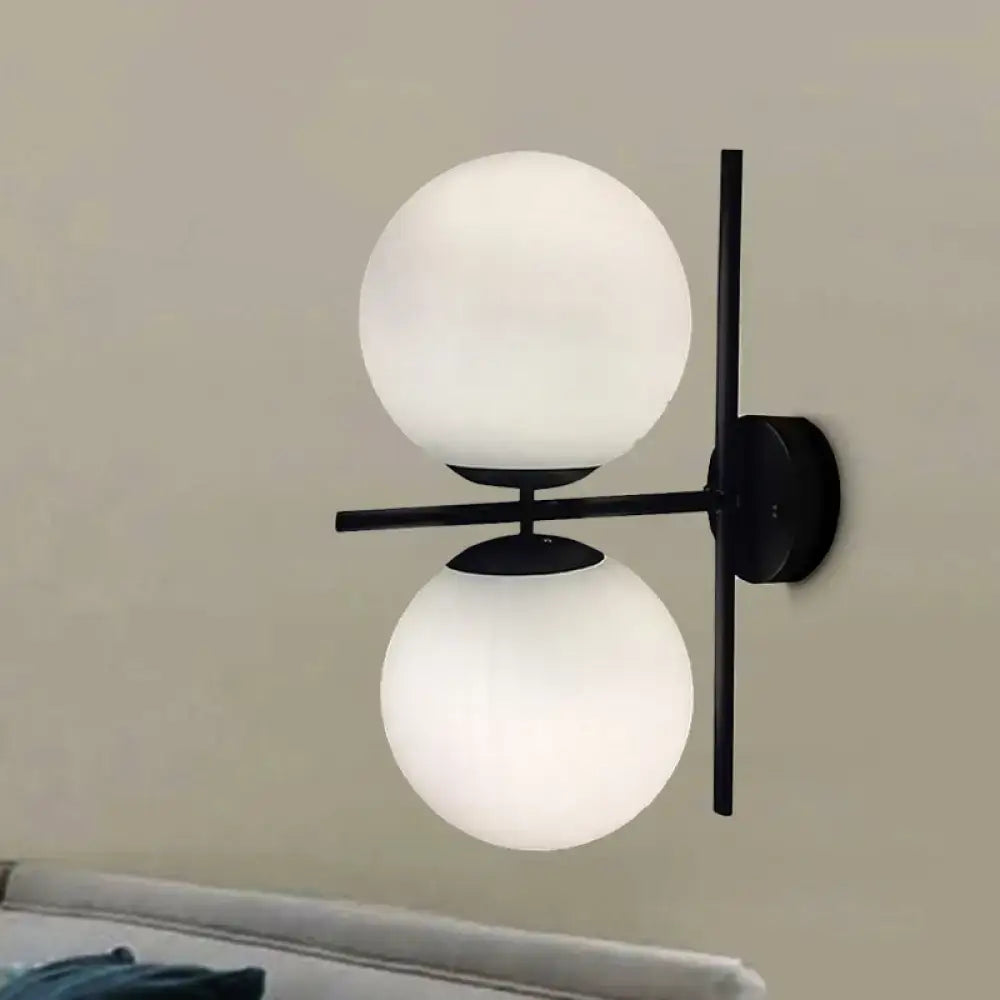 DecorBites™ Modern Black Opal Glass Spherical Wall Light Fixture for Living Room