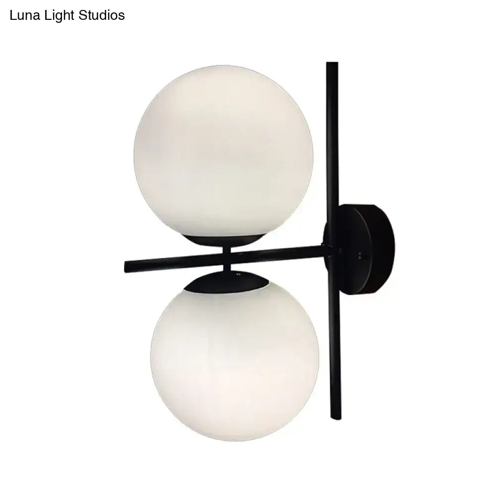 DecorBites™ Modern Black Opal Glass Spherical Wall Light Fixture for Living Room