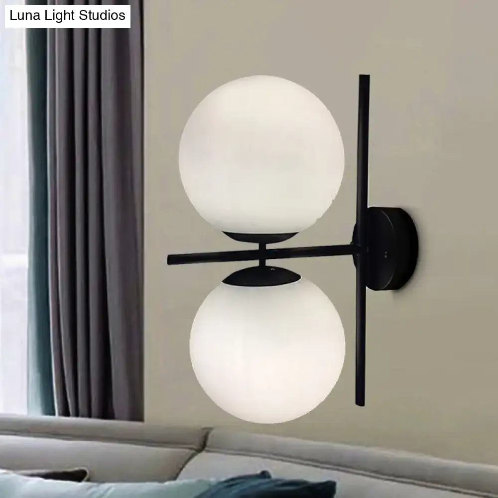 DecorBites™ Modern Black Opal Glass Spherical Wall Light Fixture for Living Room