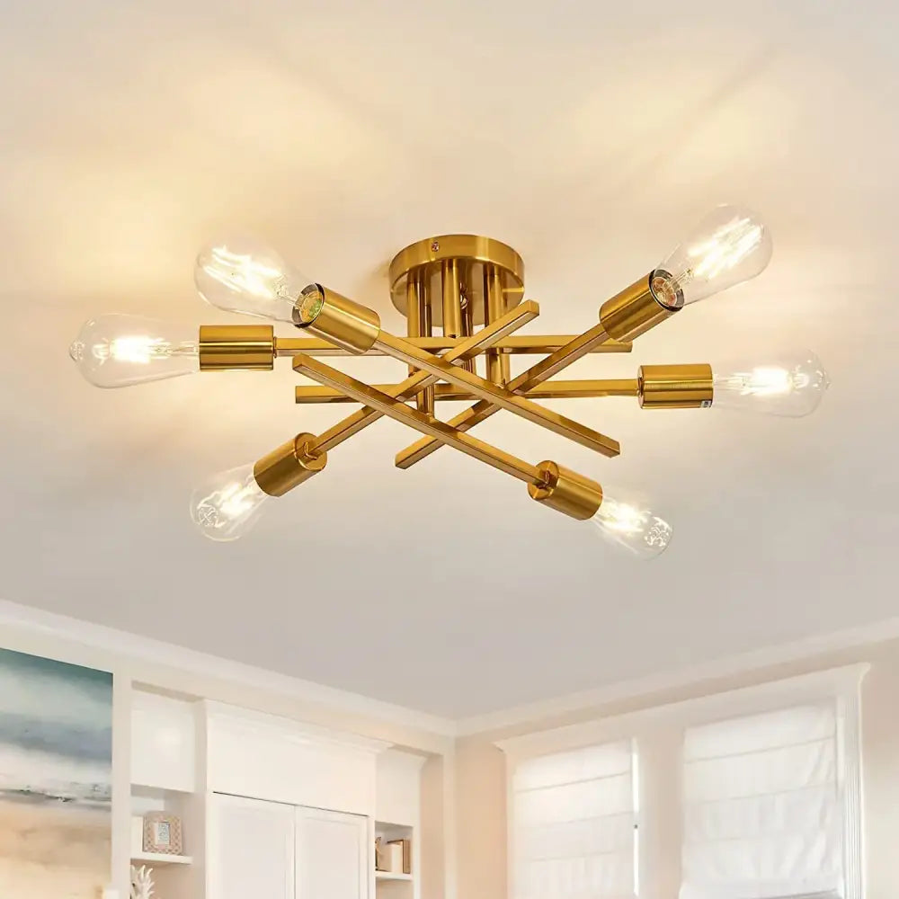 DecorBites™ Modern Black Sputnik Chandelier Flush Mount