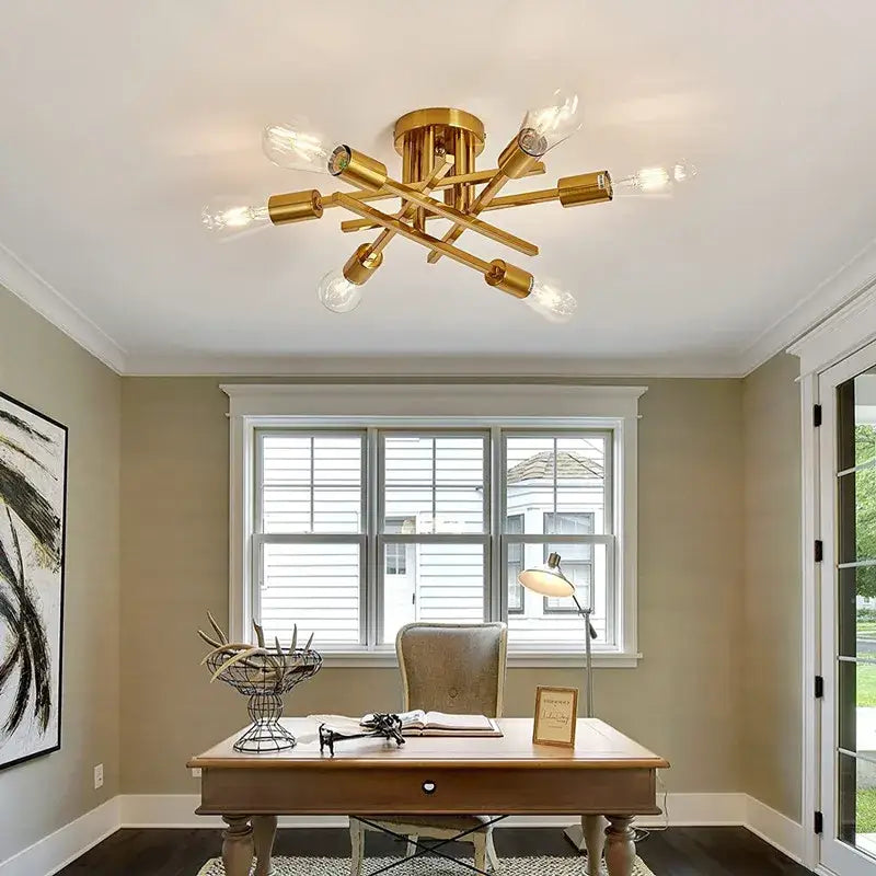 DecorBites™ Modern Black Sputnik Chandelier Flush Mount