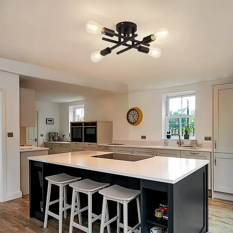 DecorBites™ Modern Black Sputnik Chandelier Flush Mount