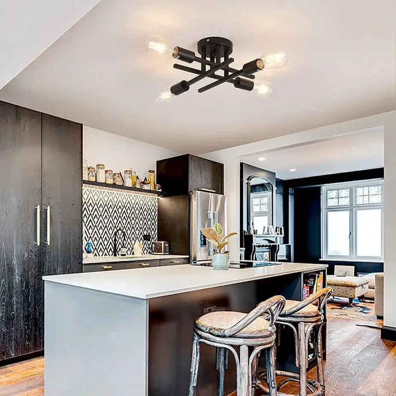 DecorBites™ Modern Black Sputnik Chandelier Flush Mount