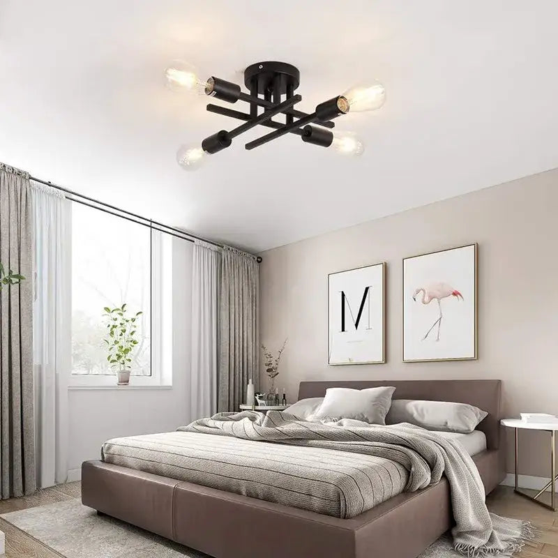DecorBites™ Modern Black Sputnik Chandelier Flush Mount