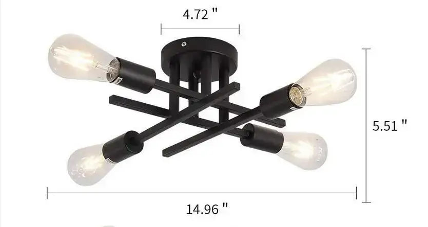 DecorBites™ Modern Black Sputnik Chandelier Flush Mount