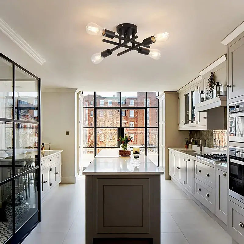 DecorBites™ Modern Black Sputnik Chandelier Flush Mount