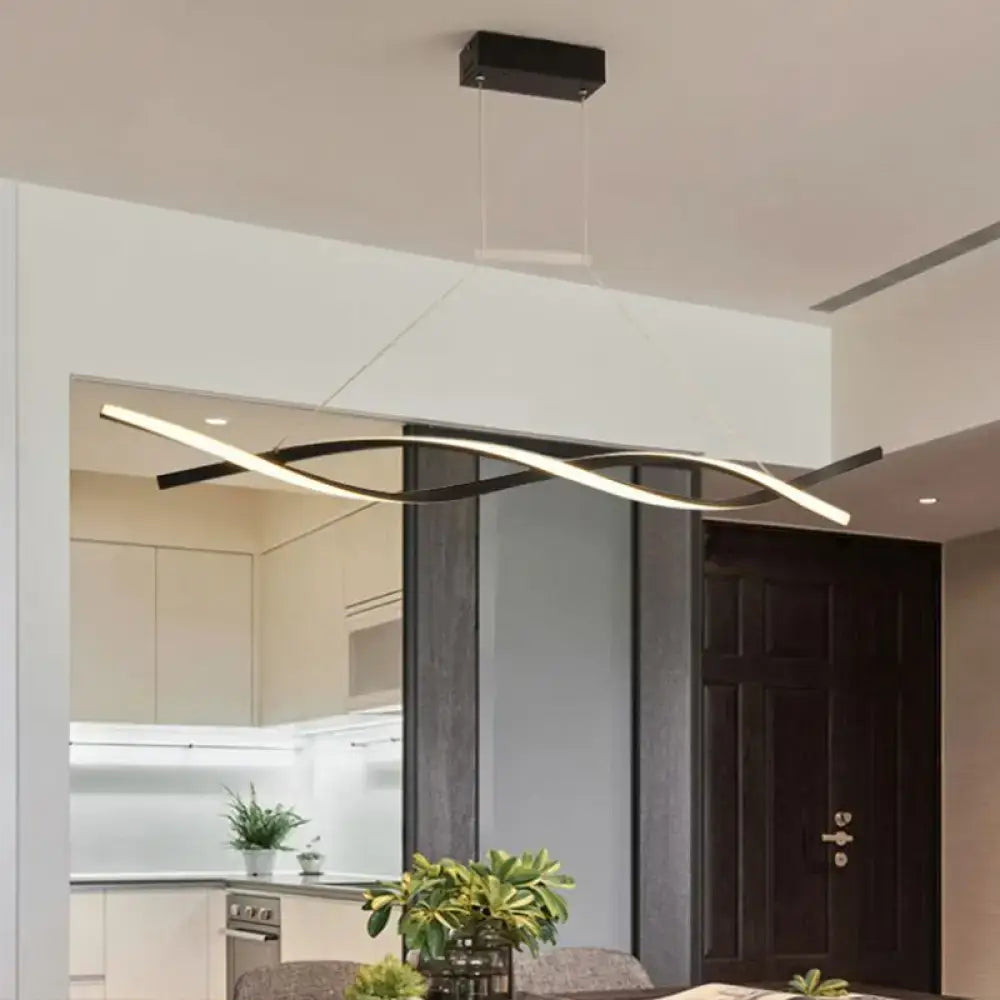 DecorBites™ Modern Black Twist LED Pendant Light with Aluminum Chandelier Design - Perfect for Restaurants