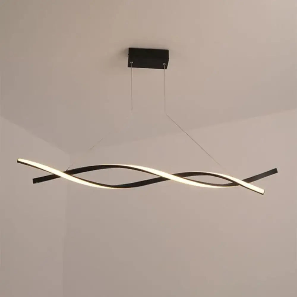 DecorBites™ Modern Black Twist LED Pendant Light with Aluminum Chandelier Design - Perfect for Restaurants