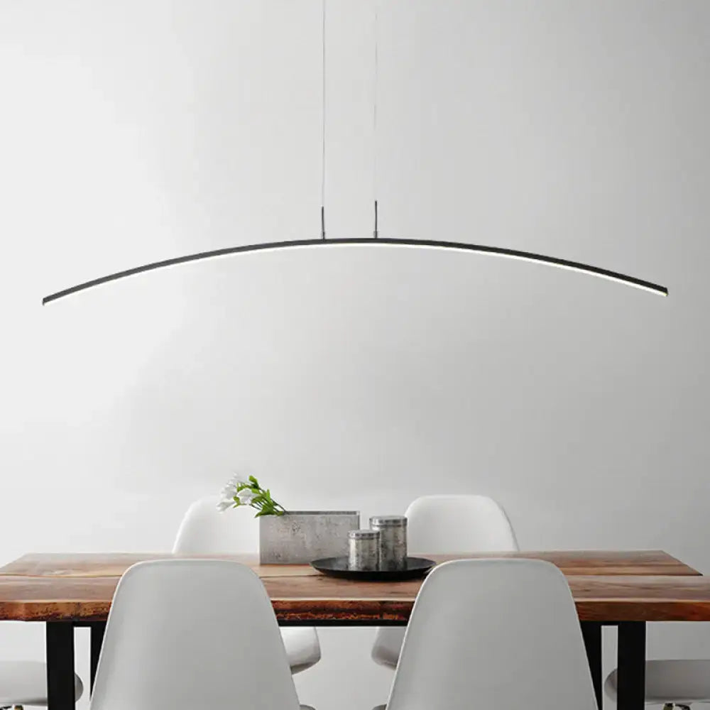 DecorBites™ Modern Black/White Arched Pendant Light with Acrylic LED and Warm/White Glow