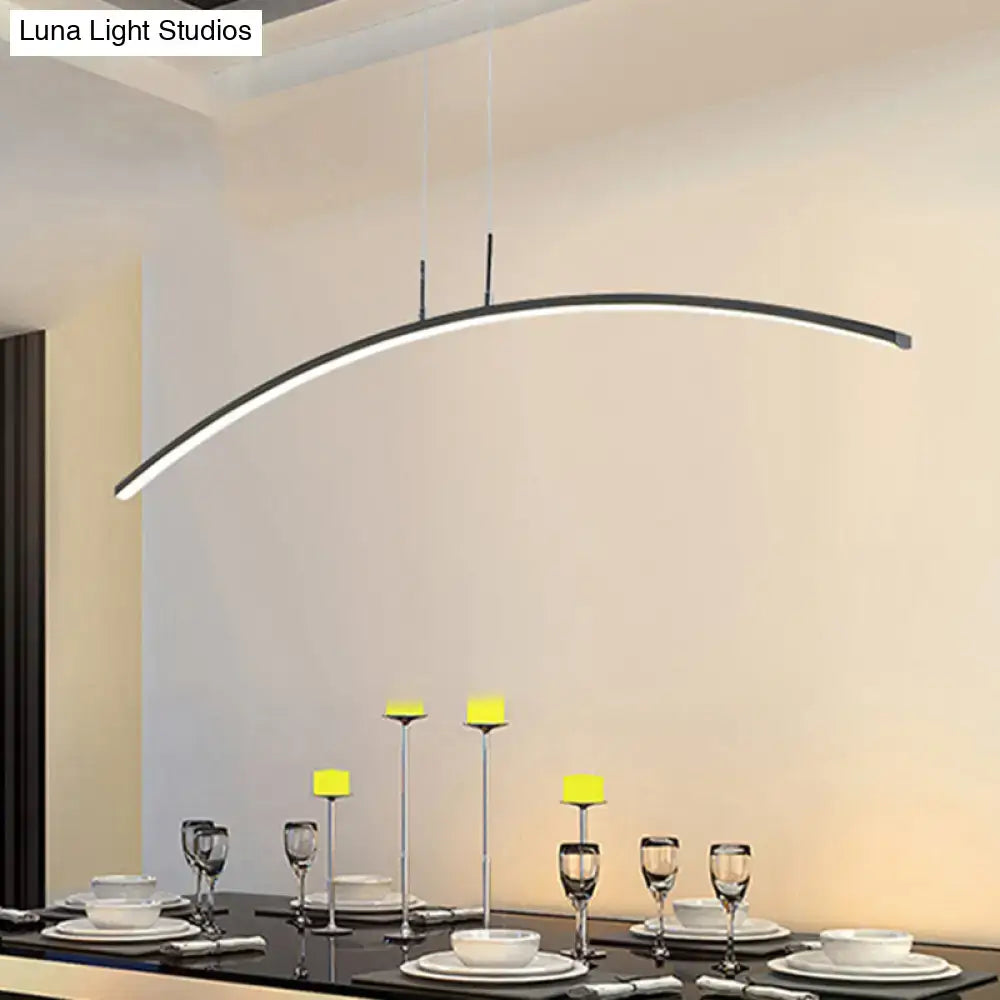 DecorBites™ Modern Black/White Arched Pendant Light with Acrylic LED and Warm/White Glow