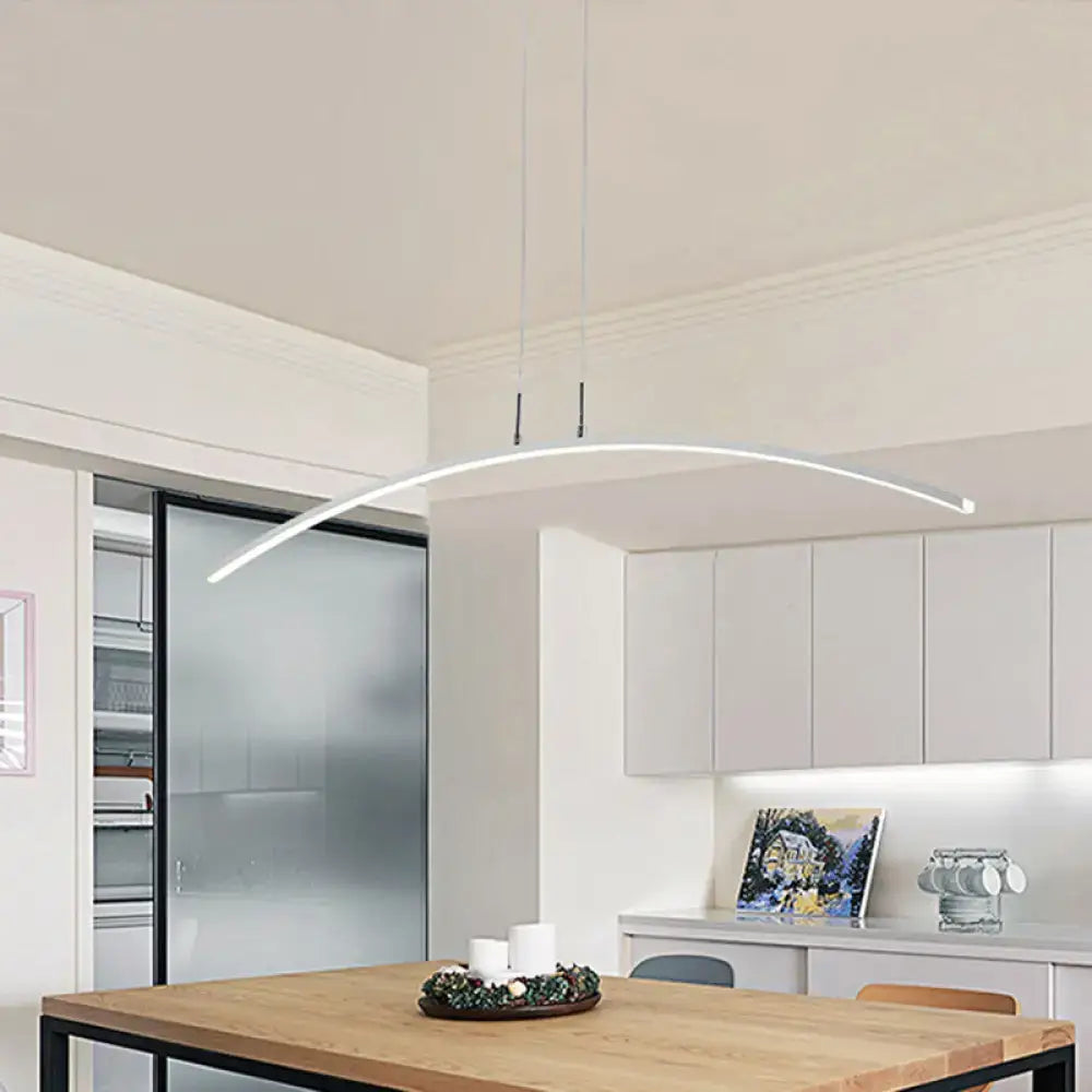 DecorBites™ Modern Black/White Arched Pendant Light with Acrylic LED and Warm/White Glow
