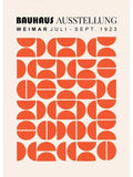 Decorbites™ modern black and white bauhaus canvas print featuring a vintage geometric orange bauhaus canvas pattern