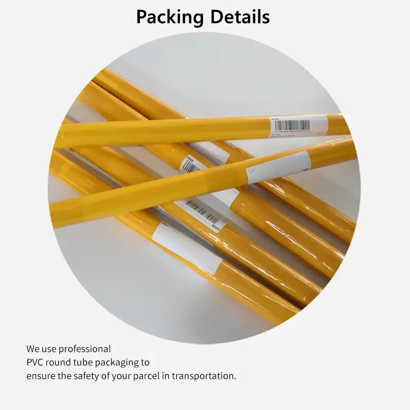 Decorbites™ modern black and white canvas print with yellow pvc round tubes wrapped in plastic for home decor use