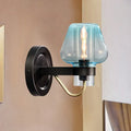 DecorBites™ Modern Blue Glass Wall Sconce with Tapered Shade & 1 Light - Perfect for Your Bedroom!