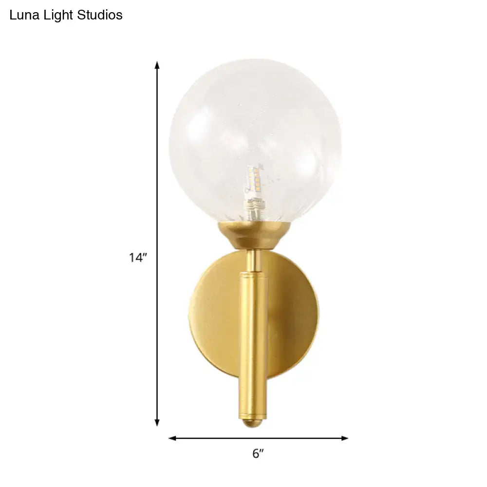 DecorBites™ Modern Brass Wall Sconce Light - Clear Glass Sphere for Bedroom