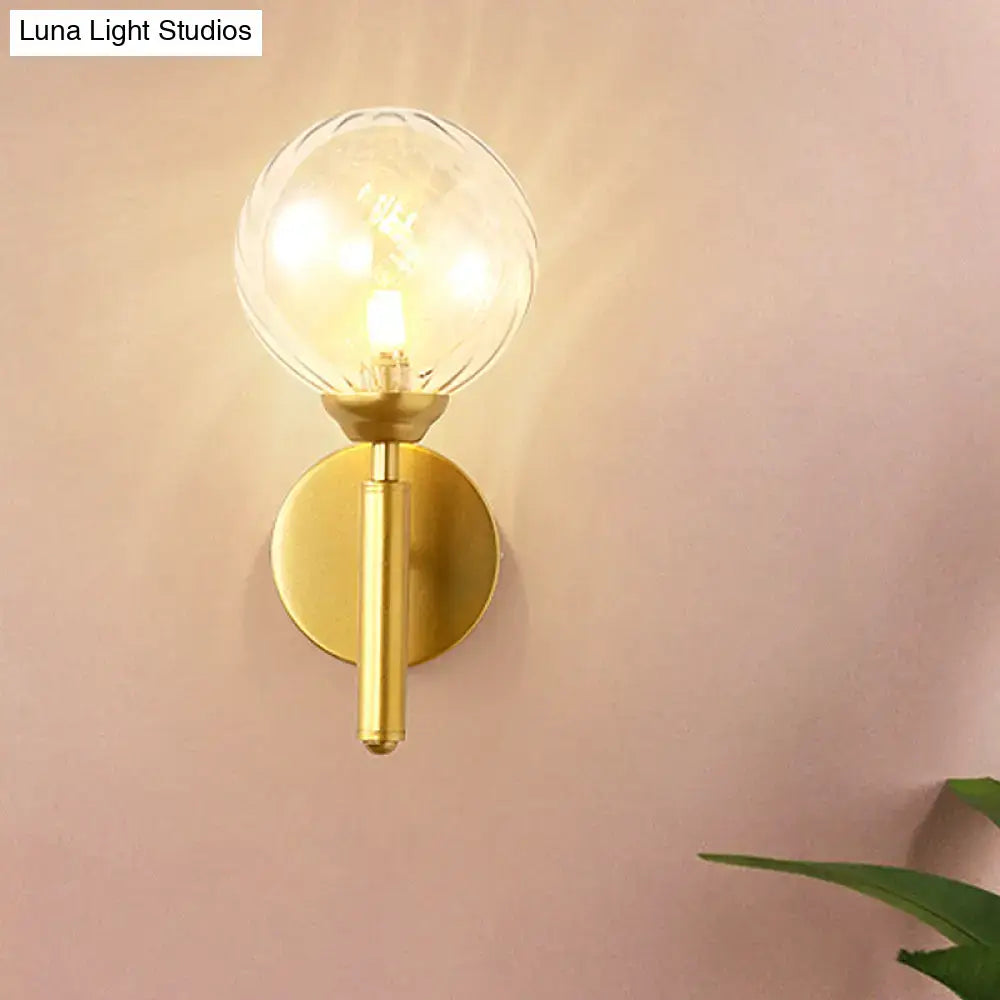 DecorBites™ Modern Brass Wall Sconce Light - Clear Glass Sphere for Bedroom
