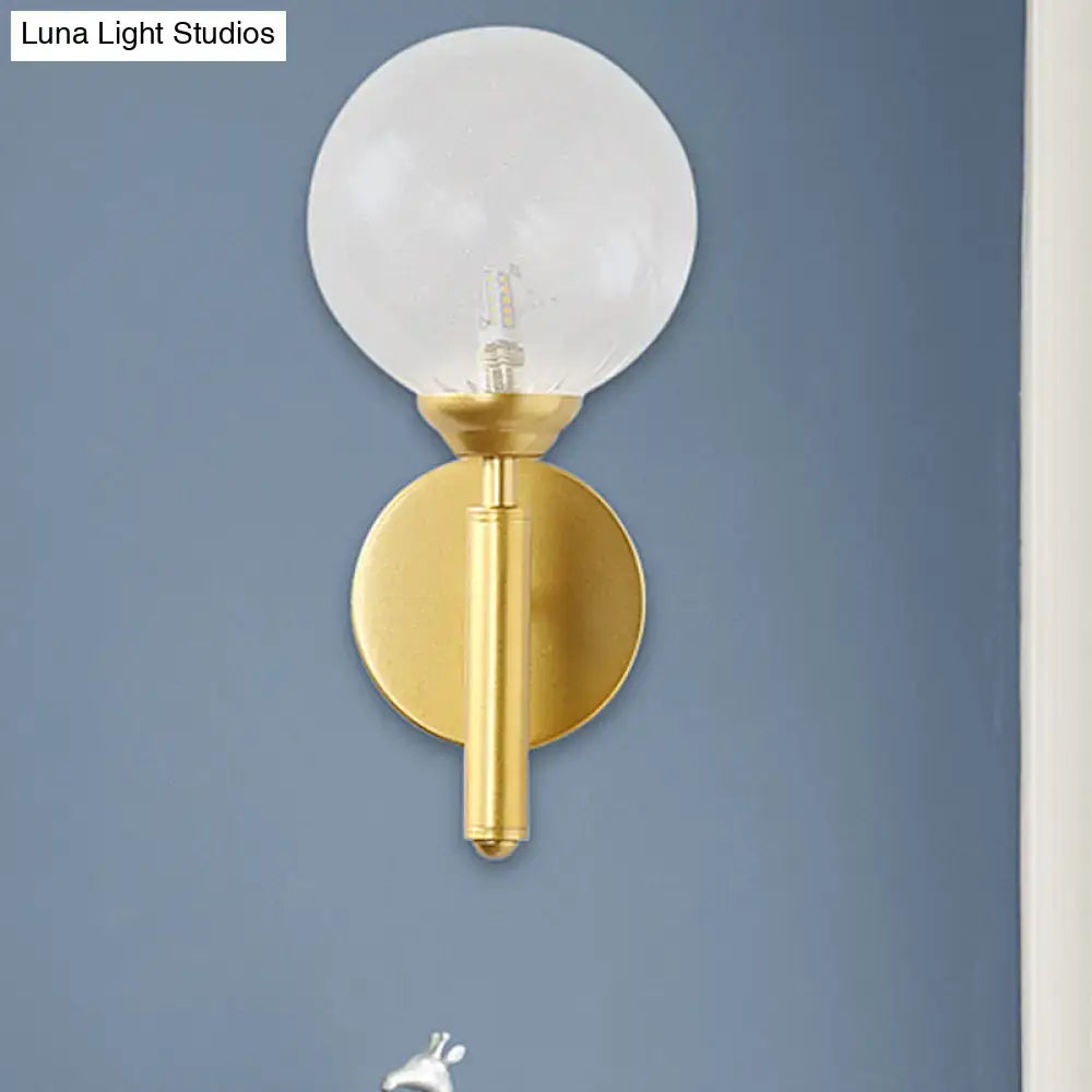 DecorBites™ Modern Brass Wall Sconce Light - Clear Glass Sphere for Bedroom
