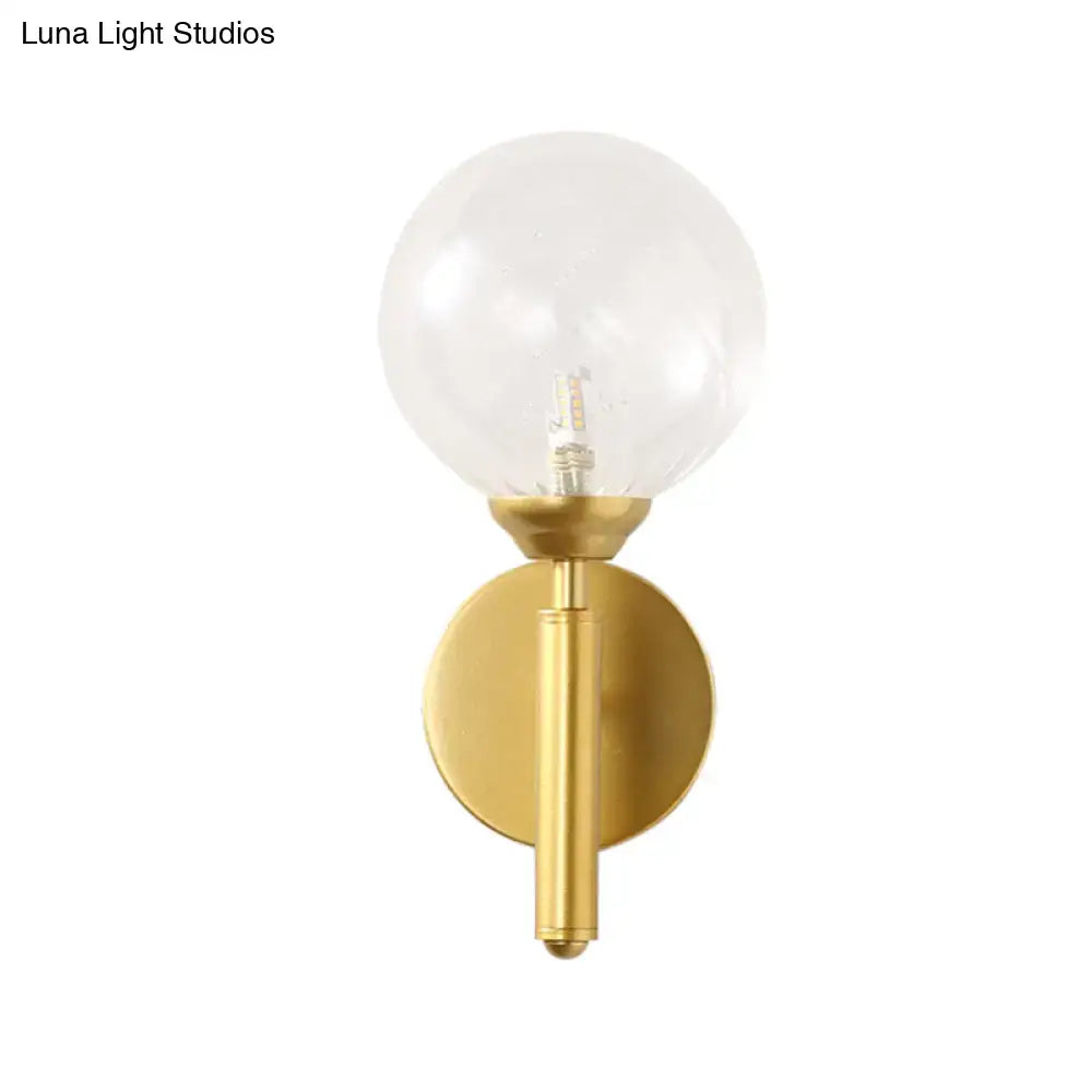 DecorBites™ Modern Brass Wall Sconce Light - Clear Glass Sphere for Bedroom
