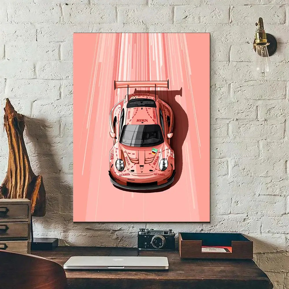 DecorBites™ Modern Cartoon Racing Car Canvas Wall Art