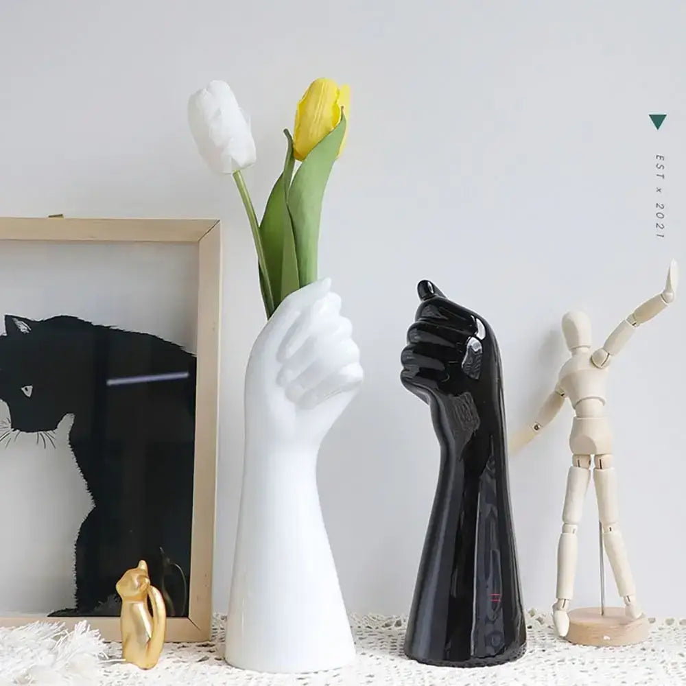 DecorBites™ Modern Ceramic Arm Shaped Flower Vase