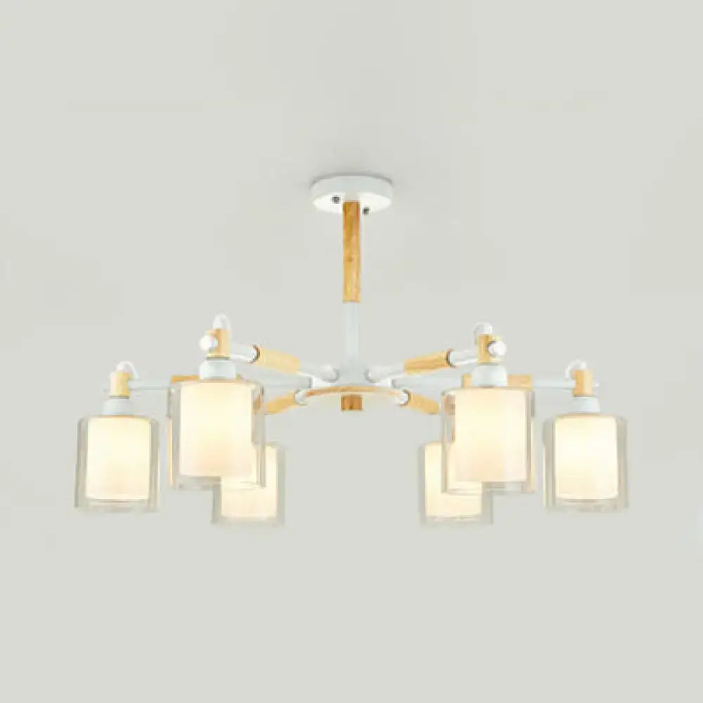 DecorBites™ Modern Chic Glass Cylinder Hanging Pendant Lamp with 6 Lights for Bedroom