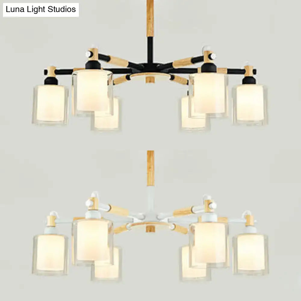 DecorBites™ Modern Chic Glass Cylinder Hanging Pendant Lamp with 6 Lights for Bedroom