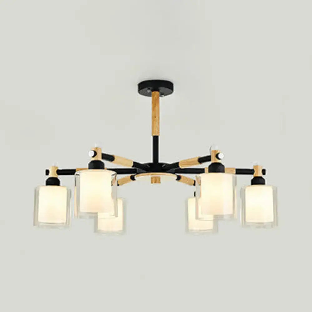 DecorBites™ Modern Chic Glass Cylinder Hanging Pendant Lamp with 6 Lights for Bedroom