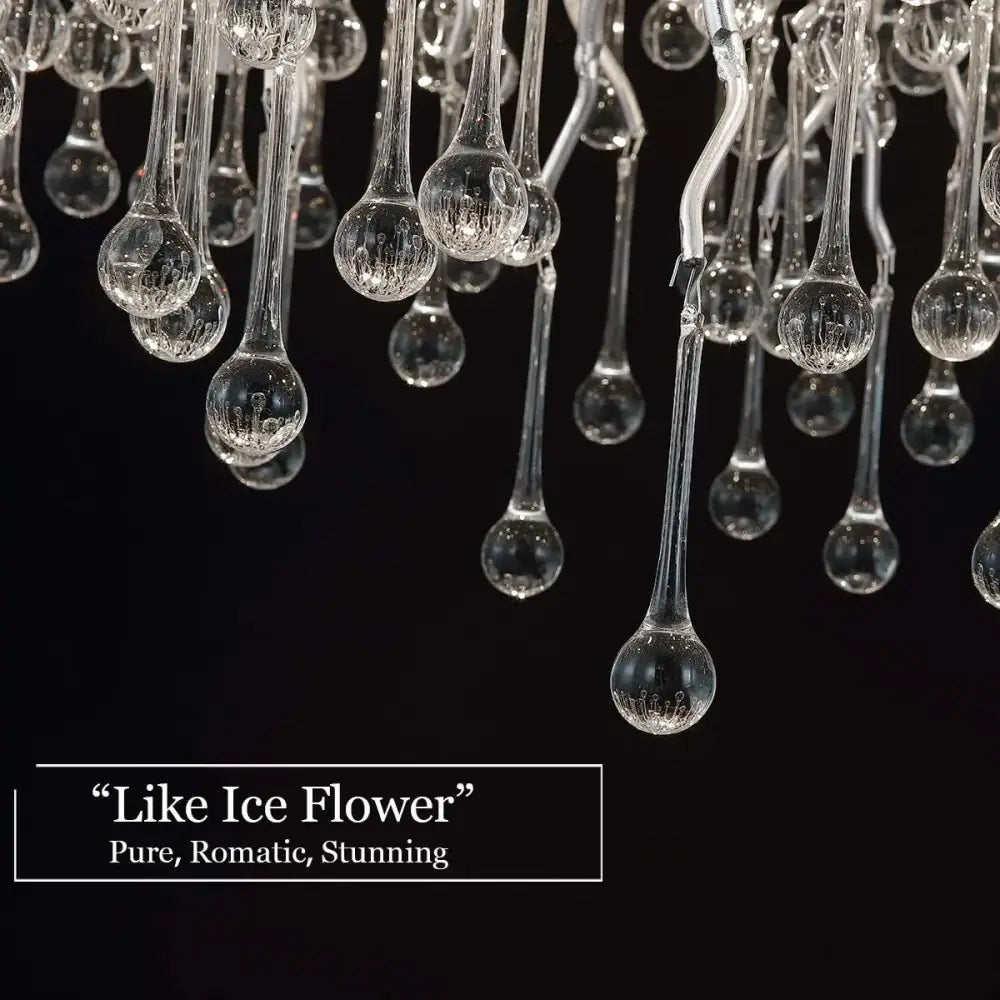 DecorBites™ Modern Chrome Chandelier with Crystal Raindrops