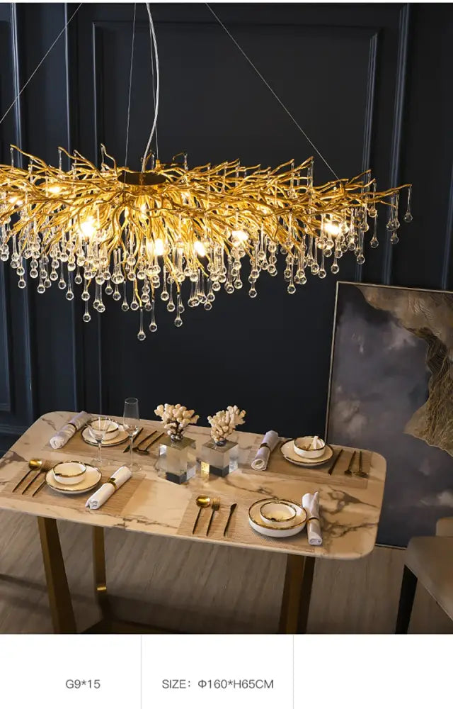 DecorBites™ Modern Chrome Chandelier with Crystal Raindrops