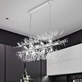 DecorBites modern chrome crystal beaded sprig island pendant ceiling light with 12 LED bulbs for kitchen hanging