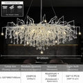 DecorBites™ modern chrome crystal chandelier with a 120cm aluminum frame and droplets for living room lamp package