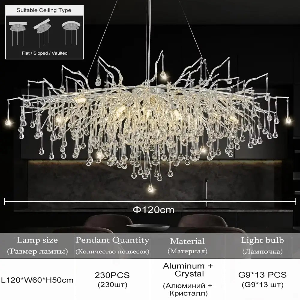 DecorBites™ Modern Chrome Crystal Chandelier for Living Room