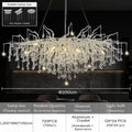 DecorBites™ modern chrome crystal chandelier with clear droplets and aluminum frame for living room lamp package