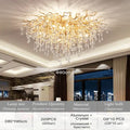 DecorBites modern chrome crystal chandelier with gold-toned branches and cascading crystals for living room lamp package