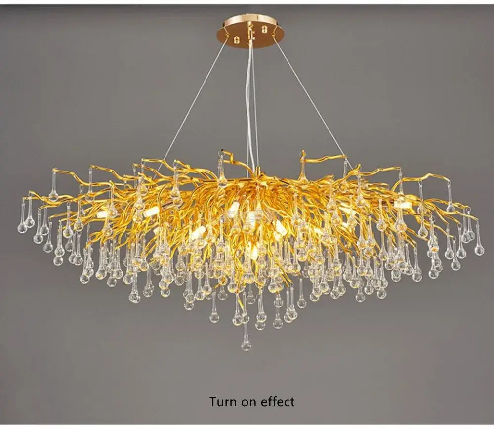 DecorBites™ Modern Chrome Crystal Chandelier - Long Raindrop Pendant