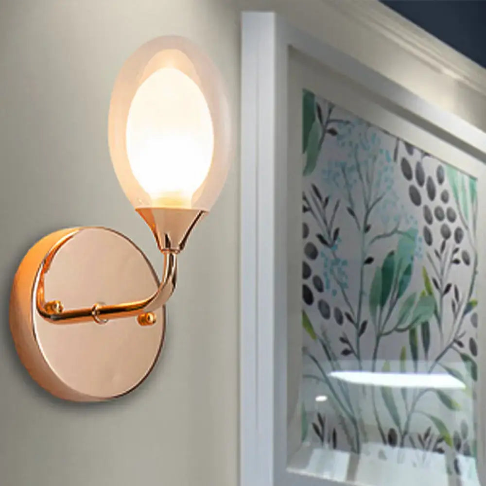 DecorBites™ Modern Clear Glass Wall Sconce with Oval Shade - Bedroom Lighting Fixture