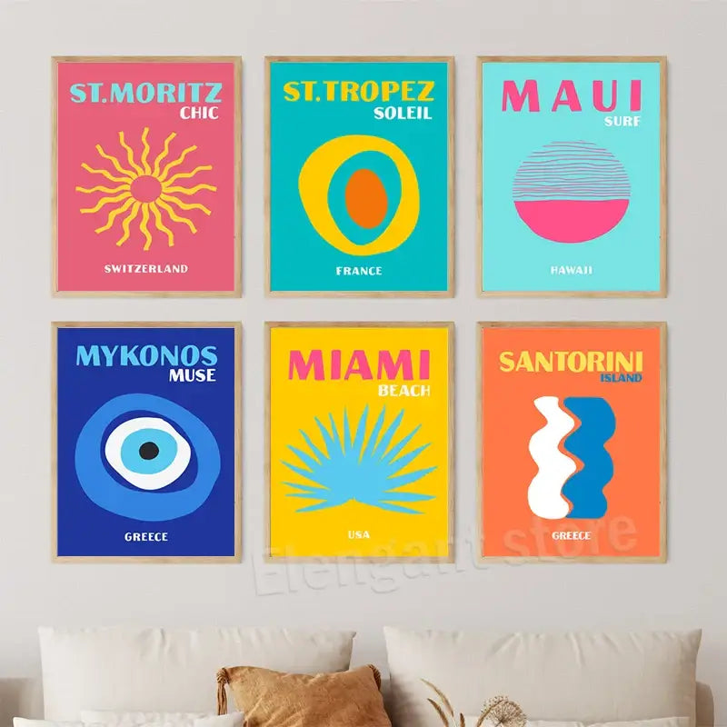 DecorBites™ Modern Coastal Travel Posters Art Print