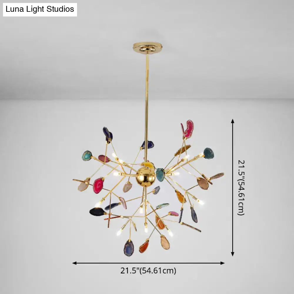 Decorbites modern colorful island light fixture with gold metal frame and warm color temperature for dining restaurants