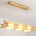 DecorBites™ Modern Cream Glass Cube Pendant Light with 3 Wooden Heads