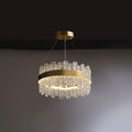 DecorBites™ Modern Crystal Loop Pendant Light with Brass Finish and LED