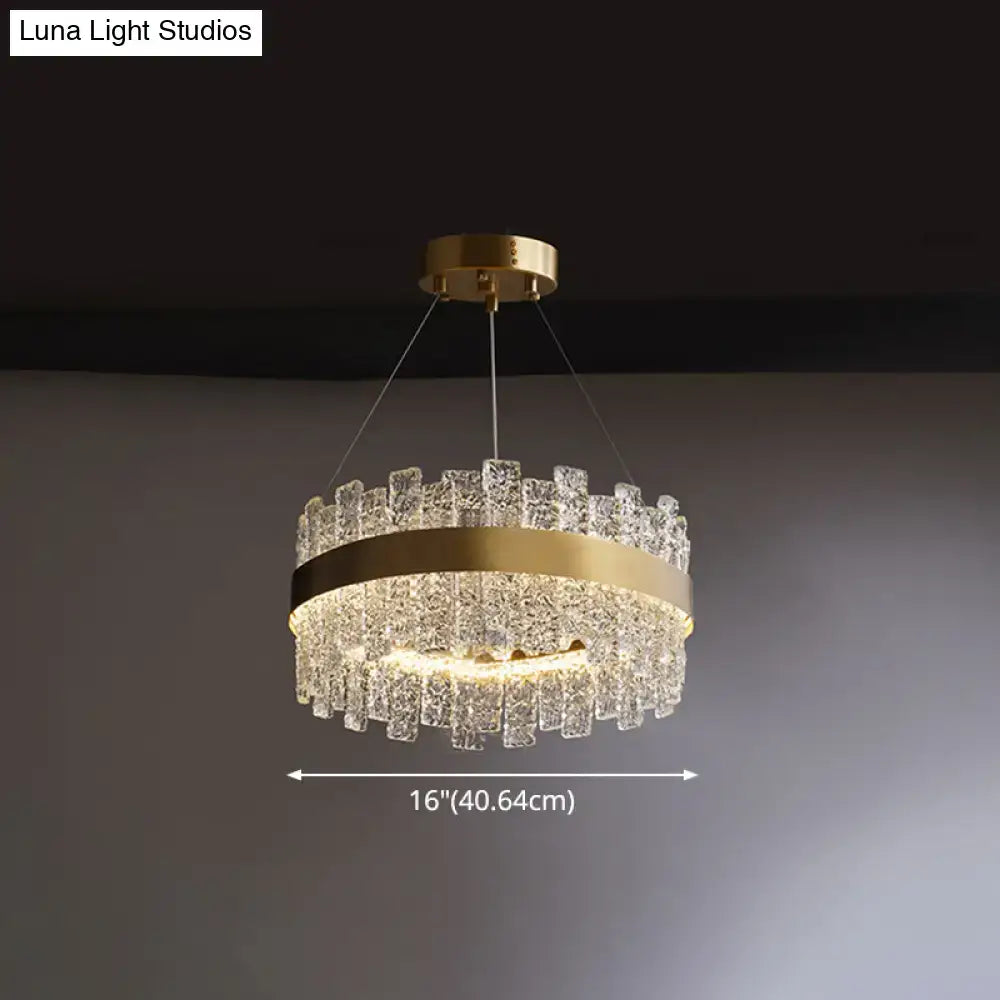 DecorBites™ Modern Crystal Loop Pendant Light with Brass Finish and LED