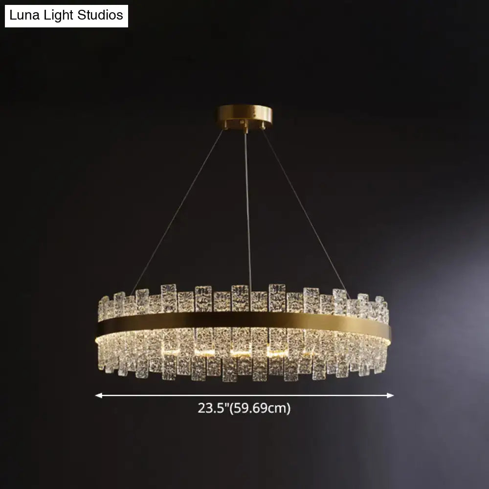 DecorBites™ Modern Crystal Loop Pendant Light with Brass Finish and LED