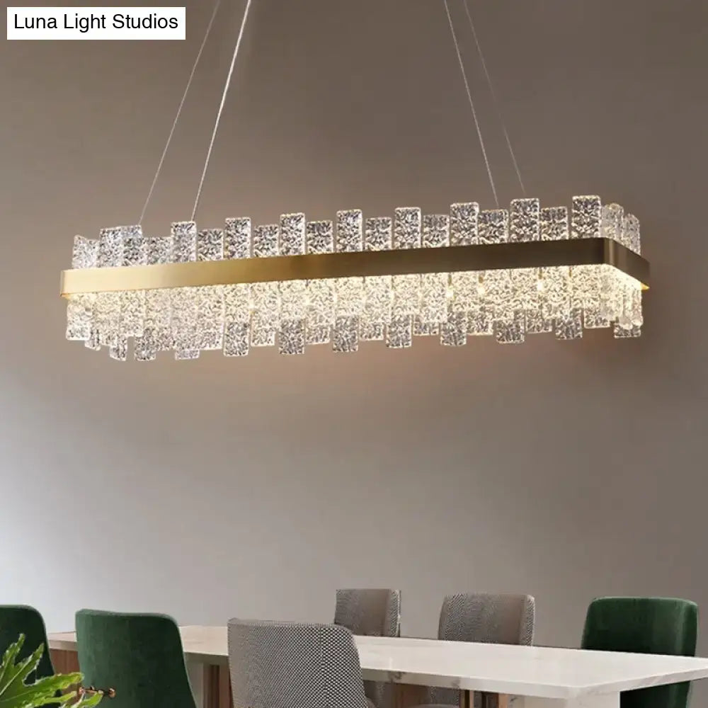 DecorBites™ Modern Crystal Loop Pendant Light with Brass Finish and LED